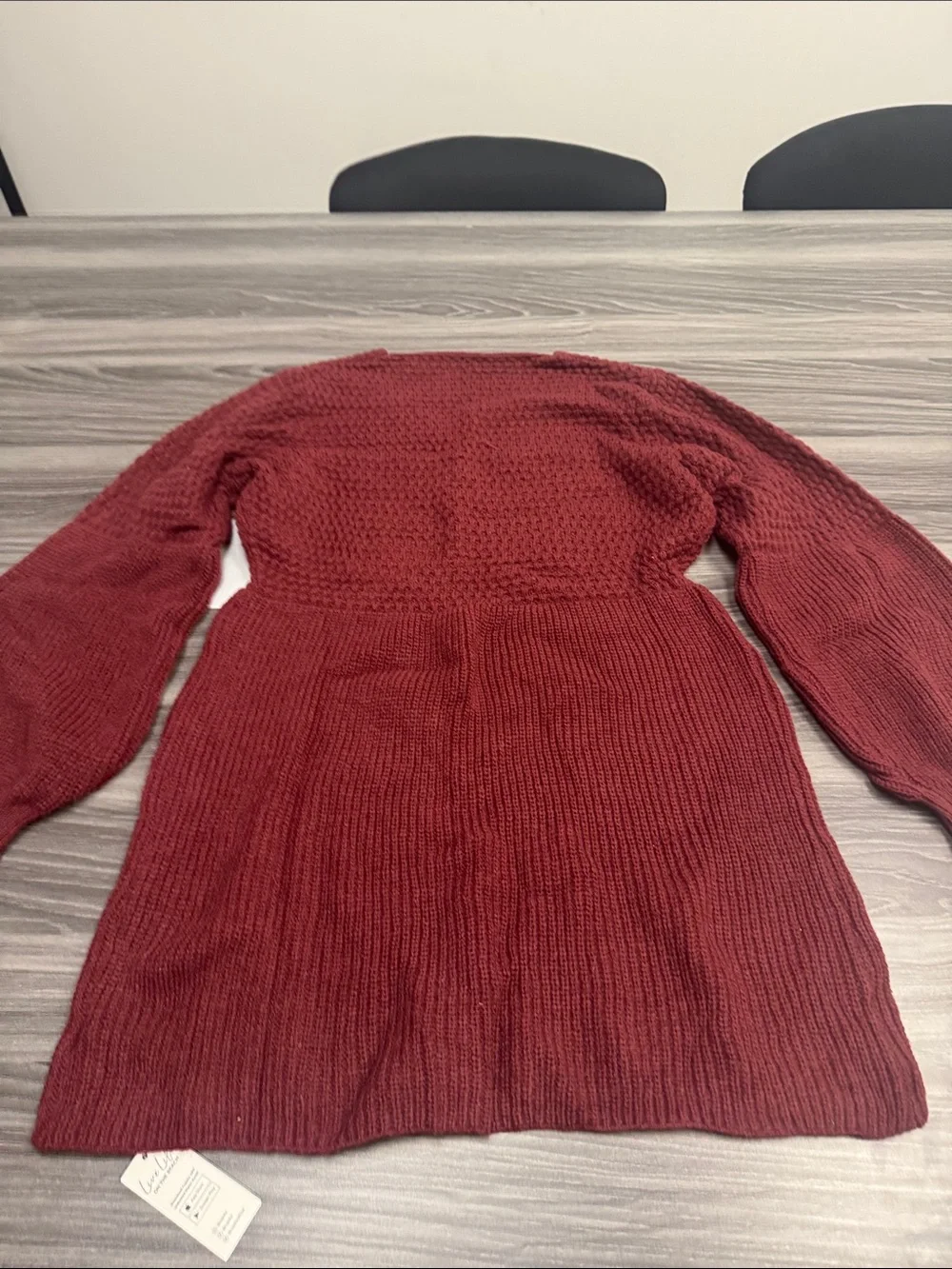 Cupshe Wine Red V-Neck Ribbed Knit Sweater Dress